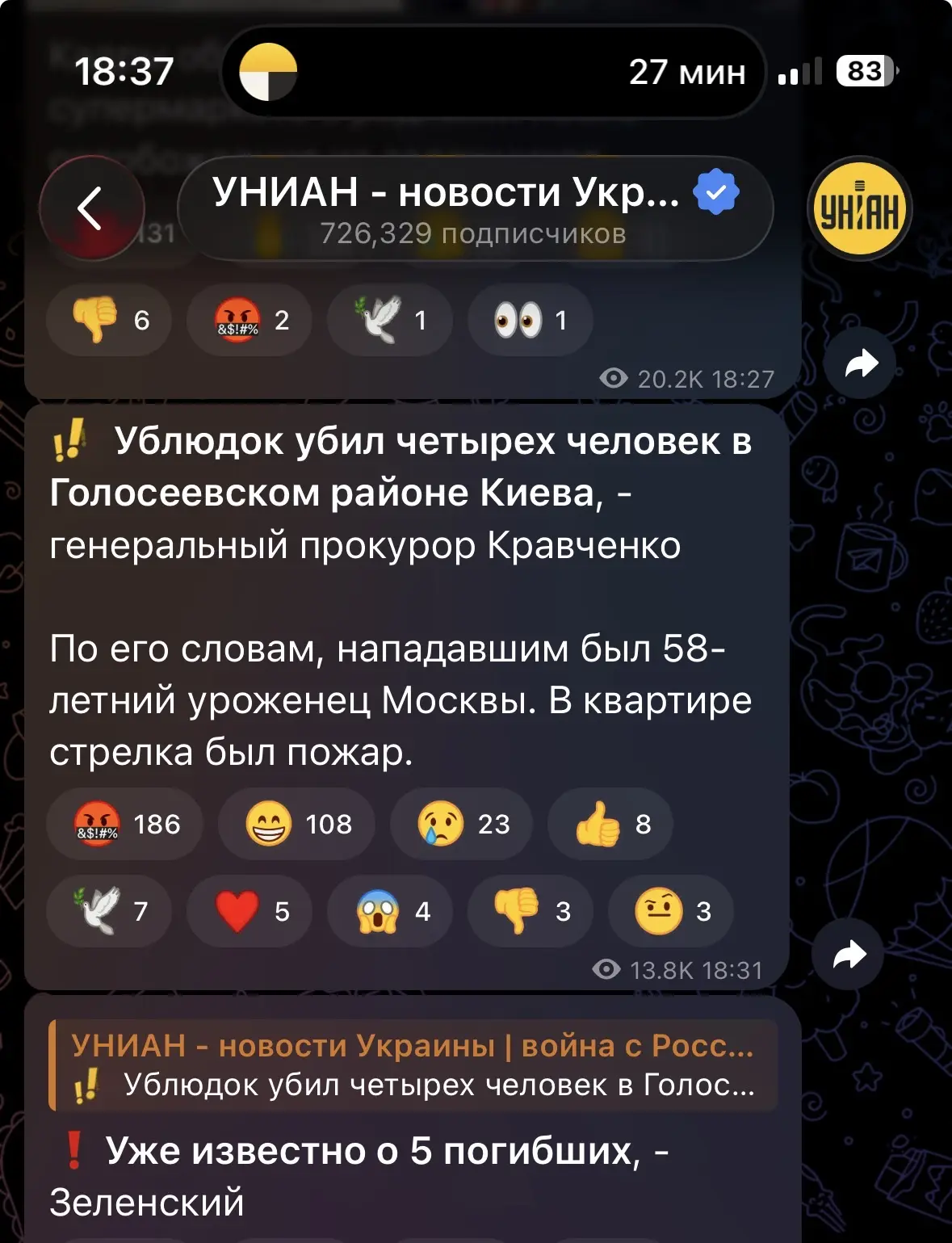 Изображение из сообщения канала