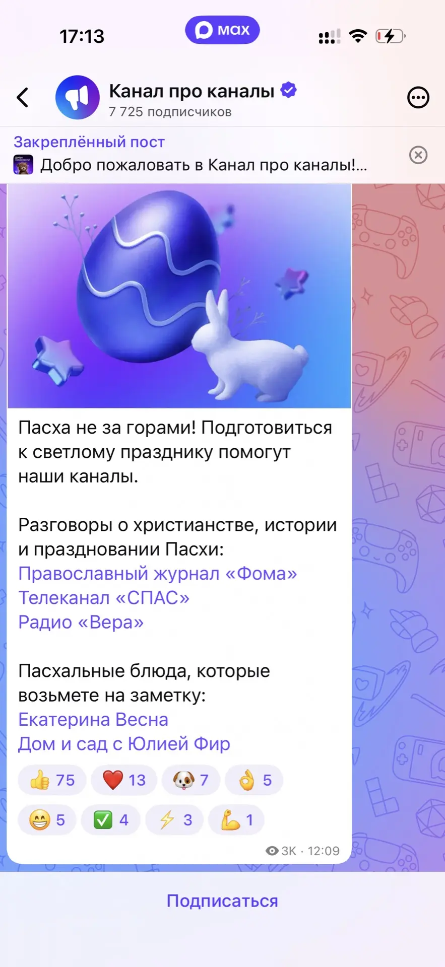 Изображение из сообщения канала