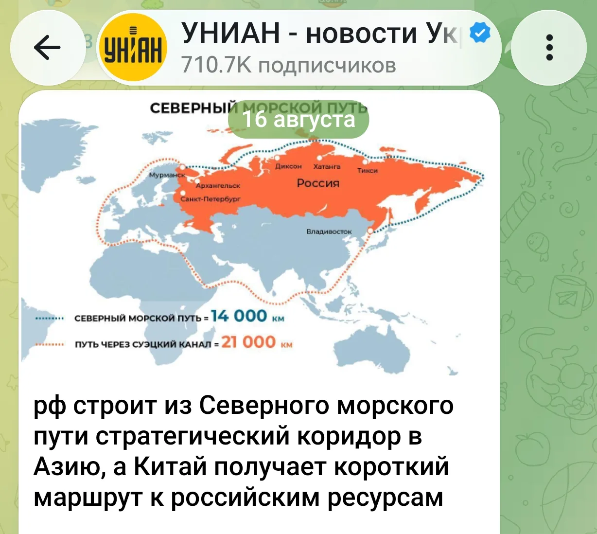 Изображение из сообщения канала