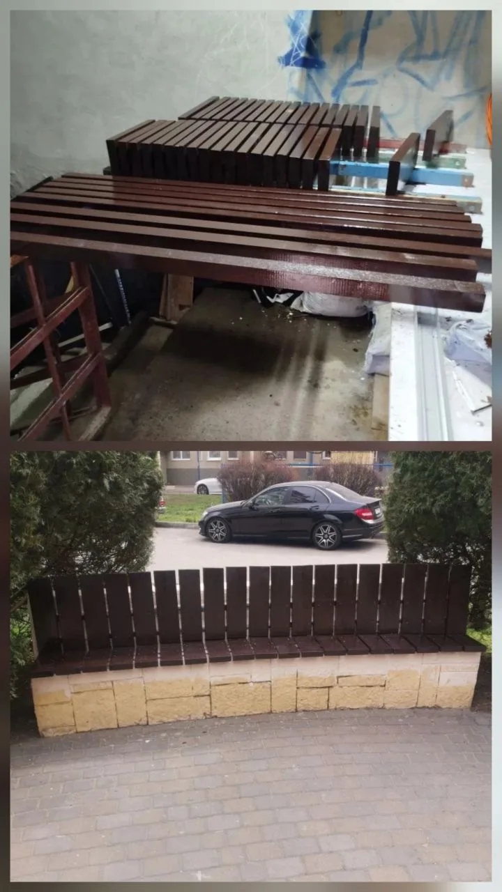 Начинаем весенние уходные работы, ремонт лавочек, посадка зеленых насаждений