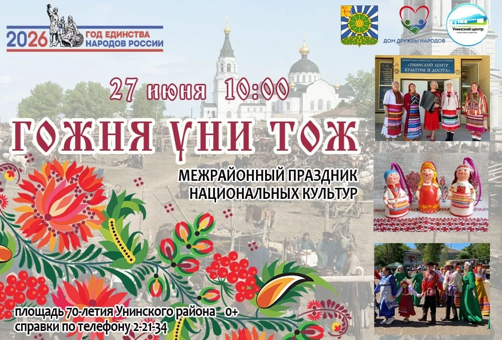 На территории Унинского муниципального округа представленного двумя этносами – русские и удмурты, жи