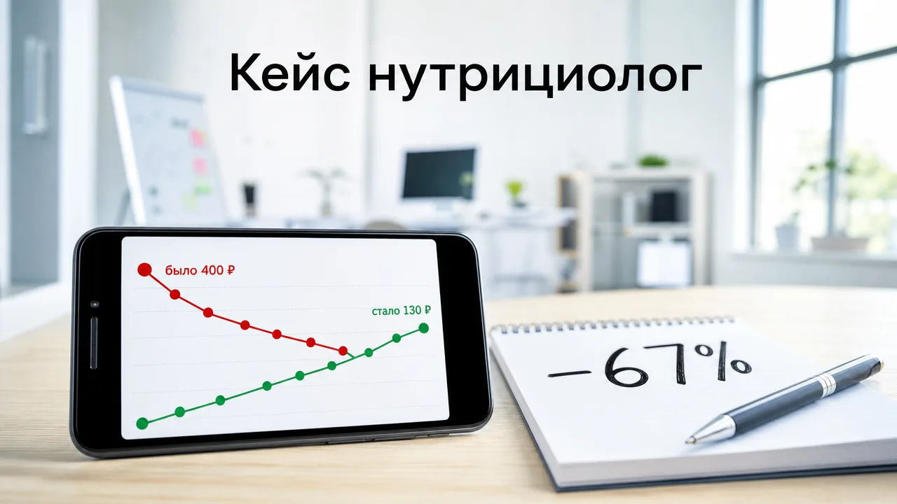 Кейс нутрициолог: как снизили CPL с 400 ₽ до 130 ₽

Клиентка тратила по 400 ₽ за подписчика, результ