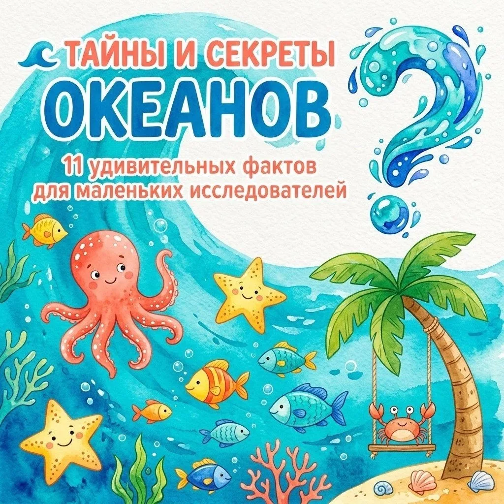 🌊 А вы знали, что океаны занимают почти три четверти нашей планеты?
А сколько всего океанов? Пять! 
