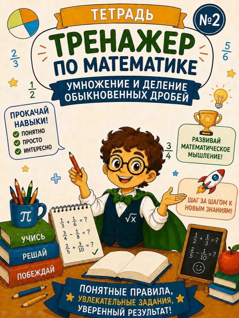 📘 Тетрадь-тренажёр «Умножение и деление обыкновенных дробей»

Дроби больше не будут вызывать страх!