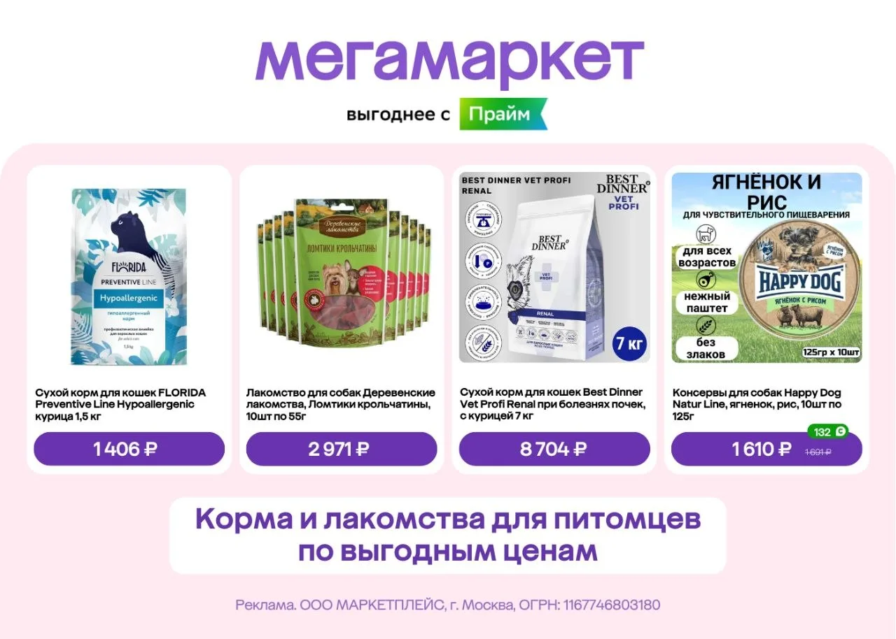 Выгодные цены на корма и лакомство для питомцев в Мегамаркете!

Акция действует до 28 июня!

Перех