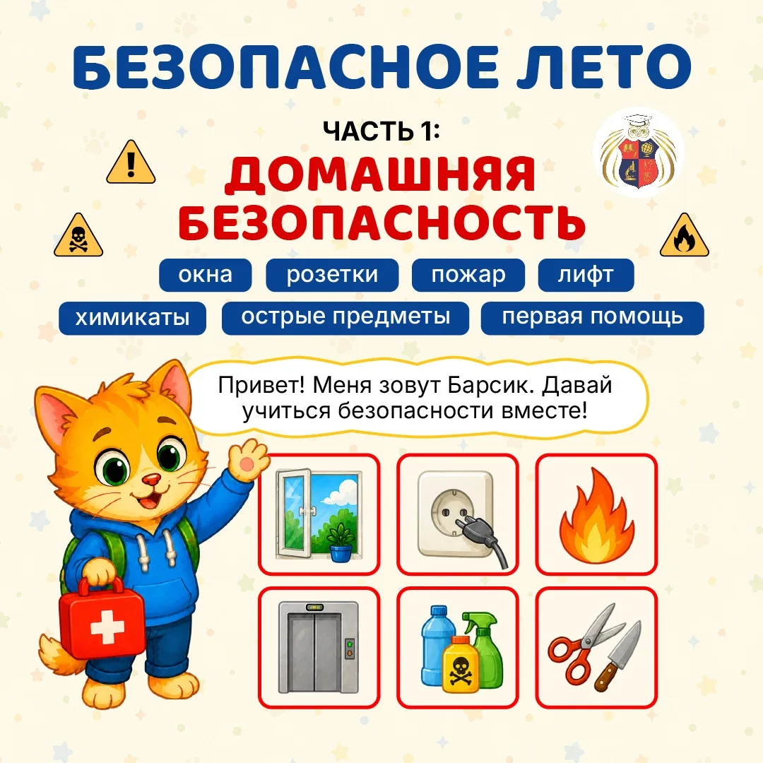 ☀️ Лето — время игр и каникул, но дома детей подстерегают не только радости, но и опасности ⚠️

😺 В