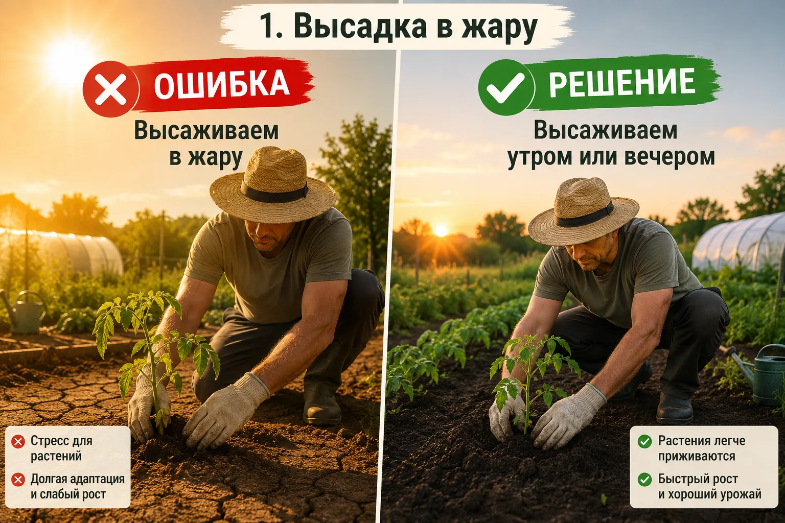 🌱5 ошибок при посадке рассады в июне

Отличный урожай можно получить, если избежать простых ошибок: