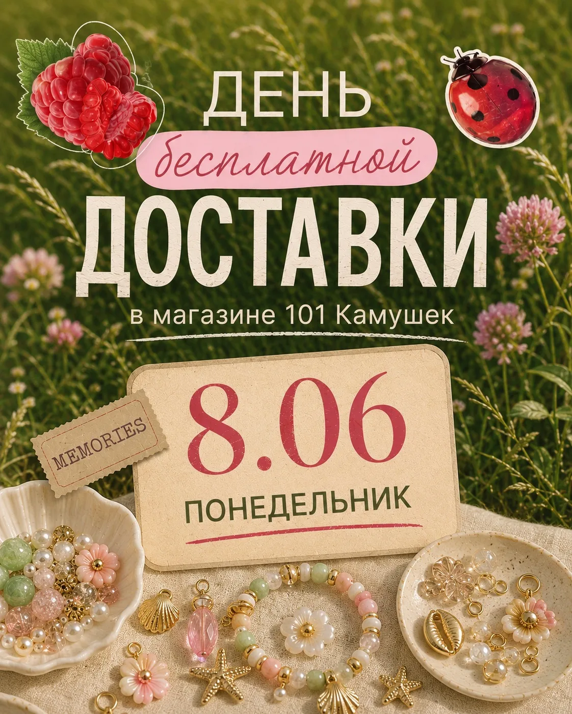 8.06 (понедельник) в нашем магазине — День бесплатной доставки! 

⏰С 00:00 до 23:59 8 июня вы сможет