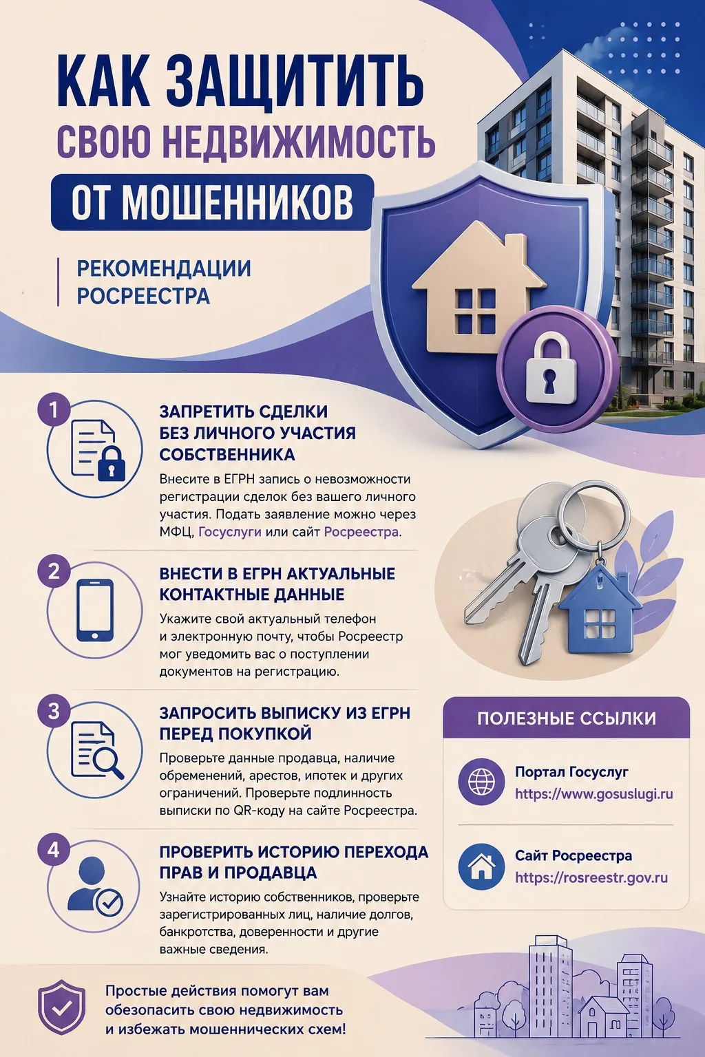 📌 Как защитить свою недвижимость от мошенников? Несколько простых, но очень важных шагов.

1️⃣ Запр