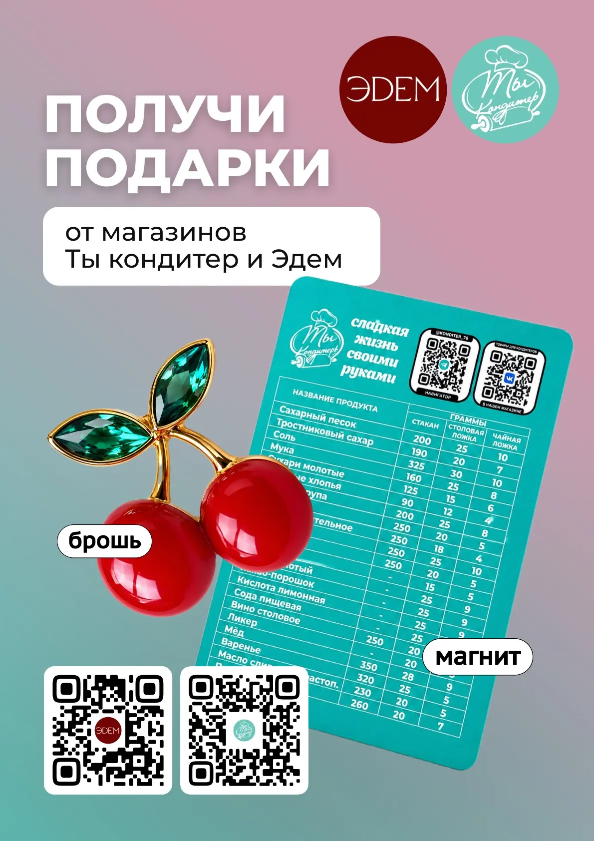 Мы решили объединиться и подарить вам подарки☺️

с 8 по 14 июня совершая покупки от 1000₽ в магазине