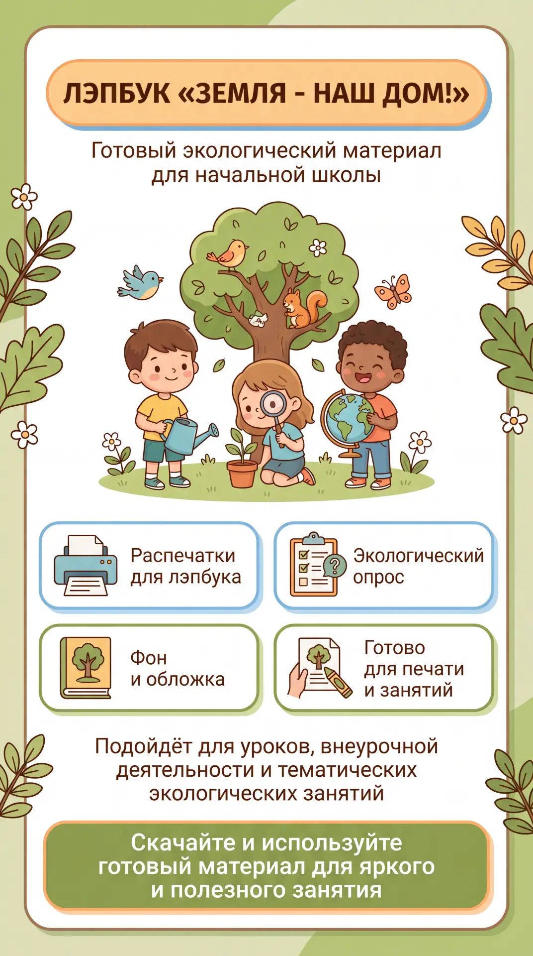🌎 Лэпбук «Земля — наш дом!»: учим детей беречь планету с радостью и интересом! 🌍
Хотите в увлекате