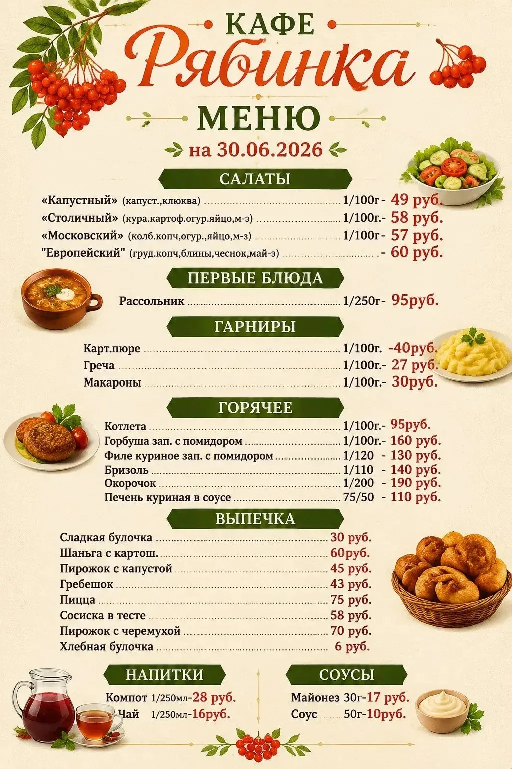 Доброе утро! ☁️  
На улице холодно — приходите к нам на обед, чтобы согреться!