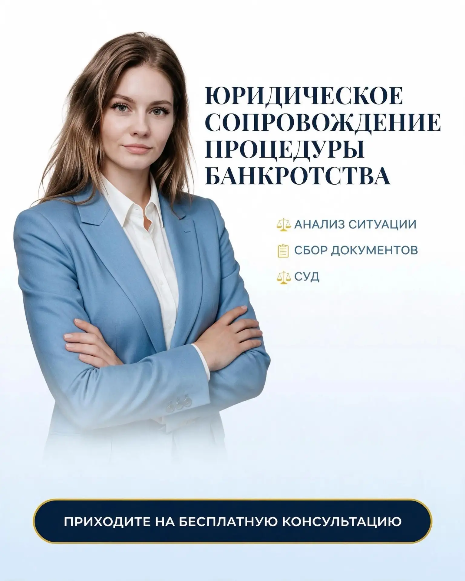 Не справляетесь с кредитами? Оцените возможность банкротства с юристом.
  
  Я помогаю людям в таких