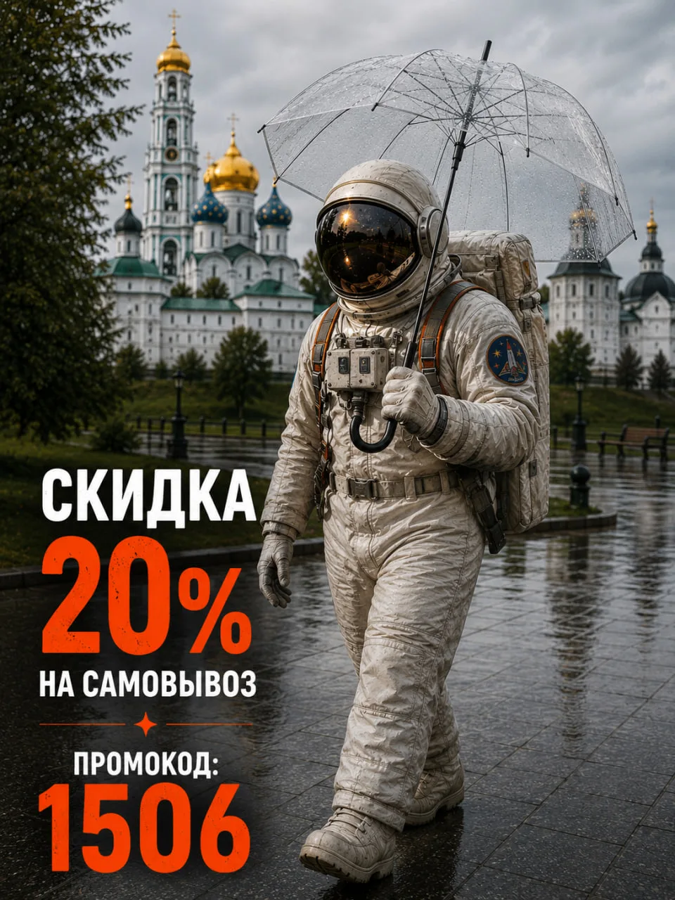 -20% на самовывоз
ПРОМОКОД: 1506

Предложение действует только сегодня.
Не суммируется с другими акц