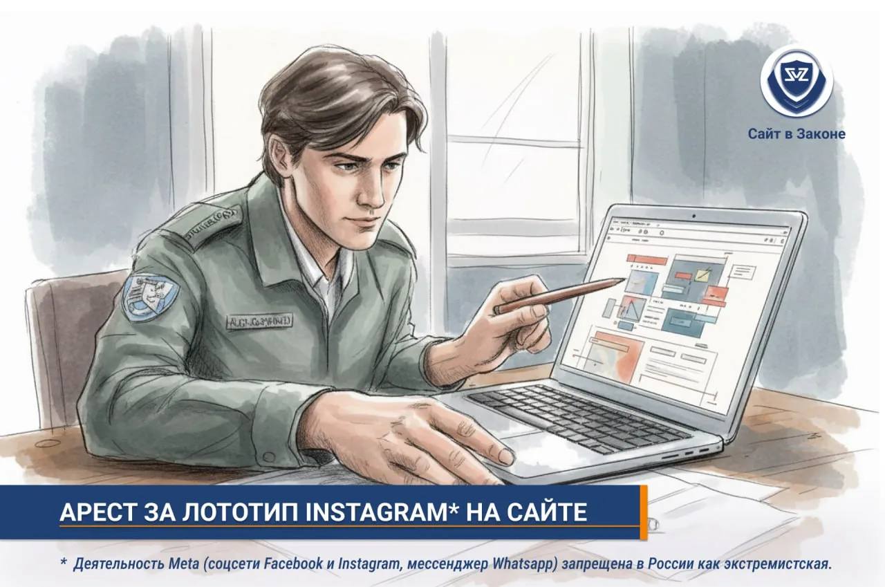 Арест за логотип Instagram на сайте*

15 суток за логотип Instagram* на вашем сайте? Звучит как «стр