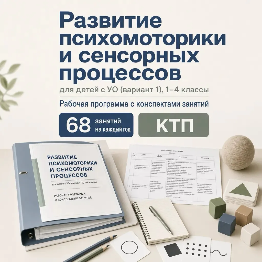 РАБОЧАЯ ПРОГРАММА ДЛЯ ДЕТЕЙ С ОВЗ
«ПСИХОМОТОРИКА И СЕНСОРНОЕ РАЗВИТИЕ»
1-4 КЛАСС (УО, ВАРИАНТ 1)

Ко