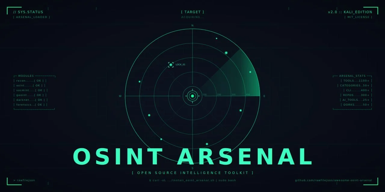 awesome-osint-arsenal

Это тщательно подобранный набор инструментов для OSINT и разведки, включающий