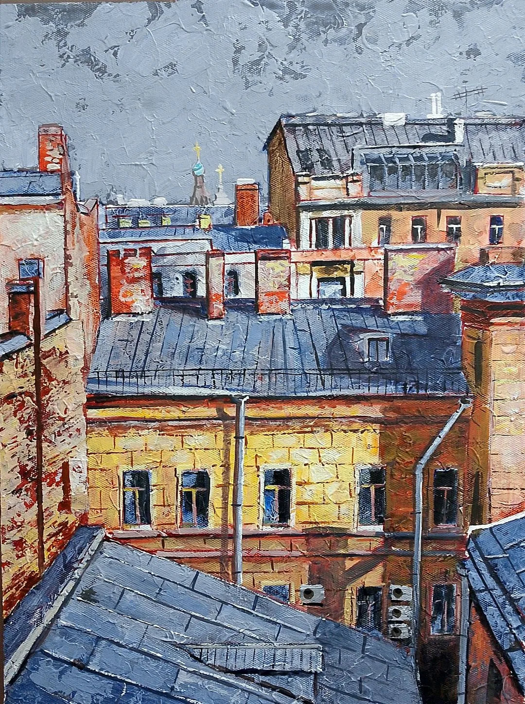 "Крыши Санкт-Петербурга" 30х40 см. Холст, акрил. Художник Александр Жиляев