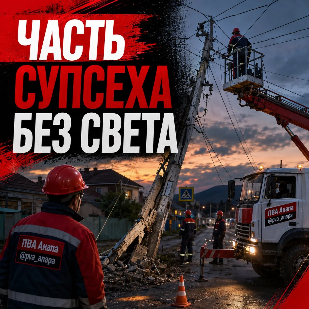 ЧАСТЬ СУПСЕХА ОСТАЛАСЬ БЕЗ СВЕТА

По информации энергетиков, стороннее автотранспортное средство пов