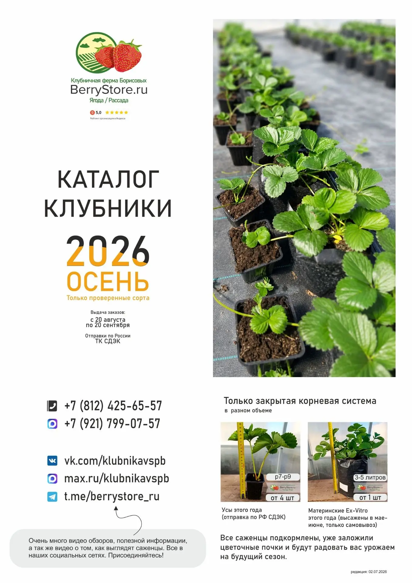 🎉 Открыт приём заказов на саженцы — осень 2026! 🎉
 Форма для заказа по ссылке: catalog.berrystore.