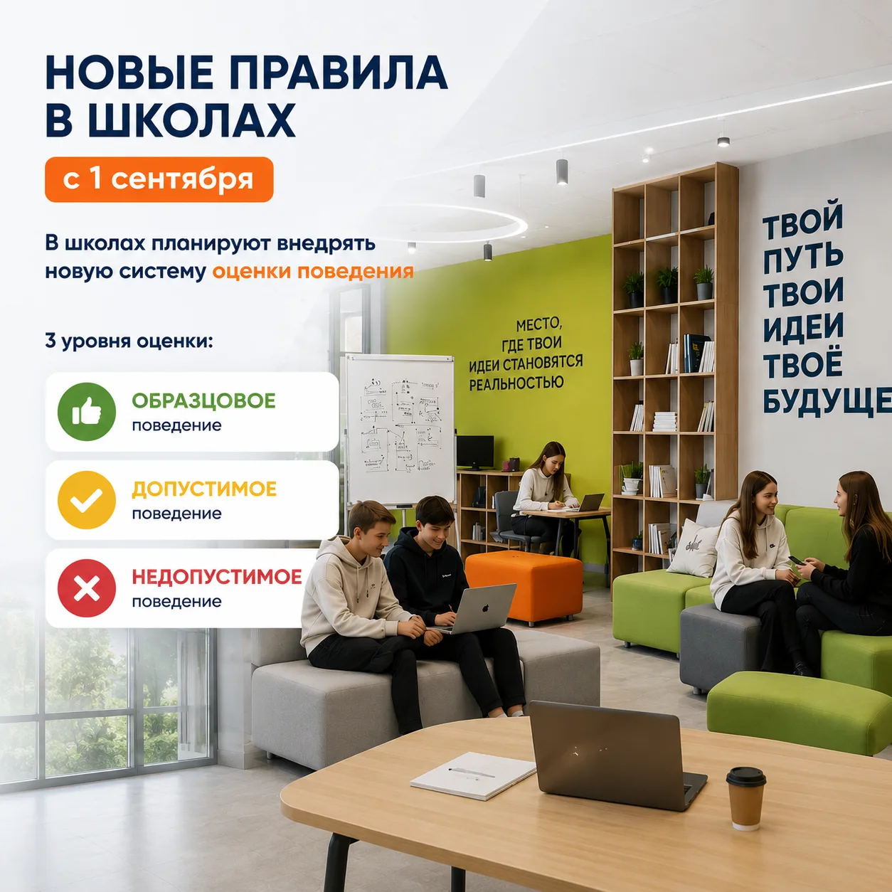 С 1 сентября в школах планируют внедрять новую систему оценки поведения 👇

🎓 Минпросвещения сообща