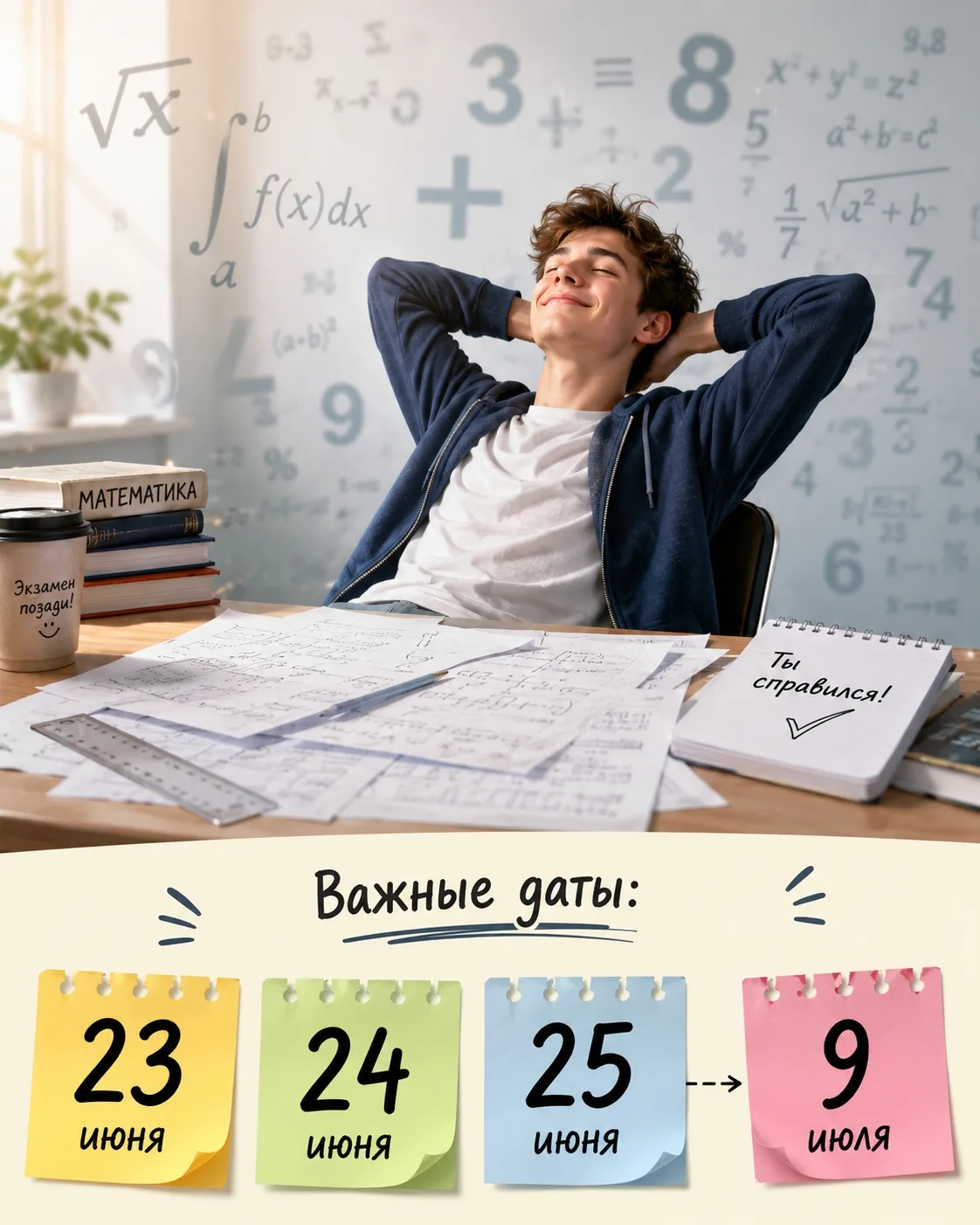 Ещё один экзамен позади! 🎉

Гордитесь собой: вы проделали огромную работу, и теперь можно немного в