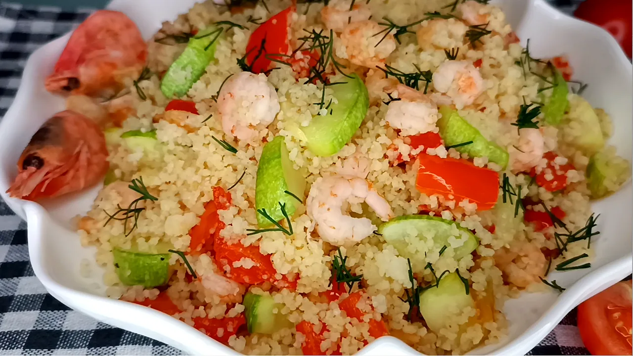 📌 Кускус с креветками и овощами - очень вкусно и полезно
Это аппетитное блюдо с кускусом, креветкам
