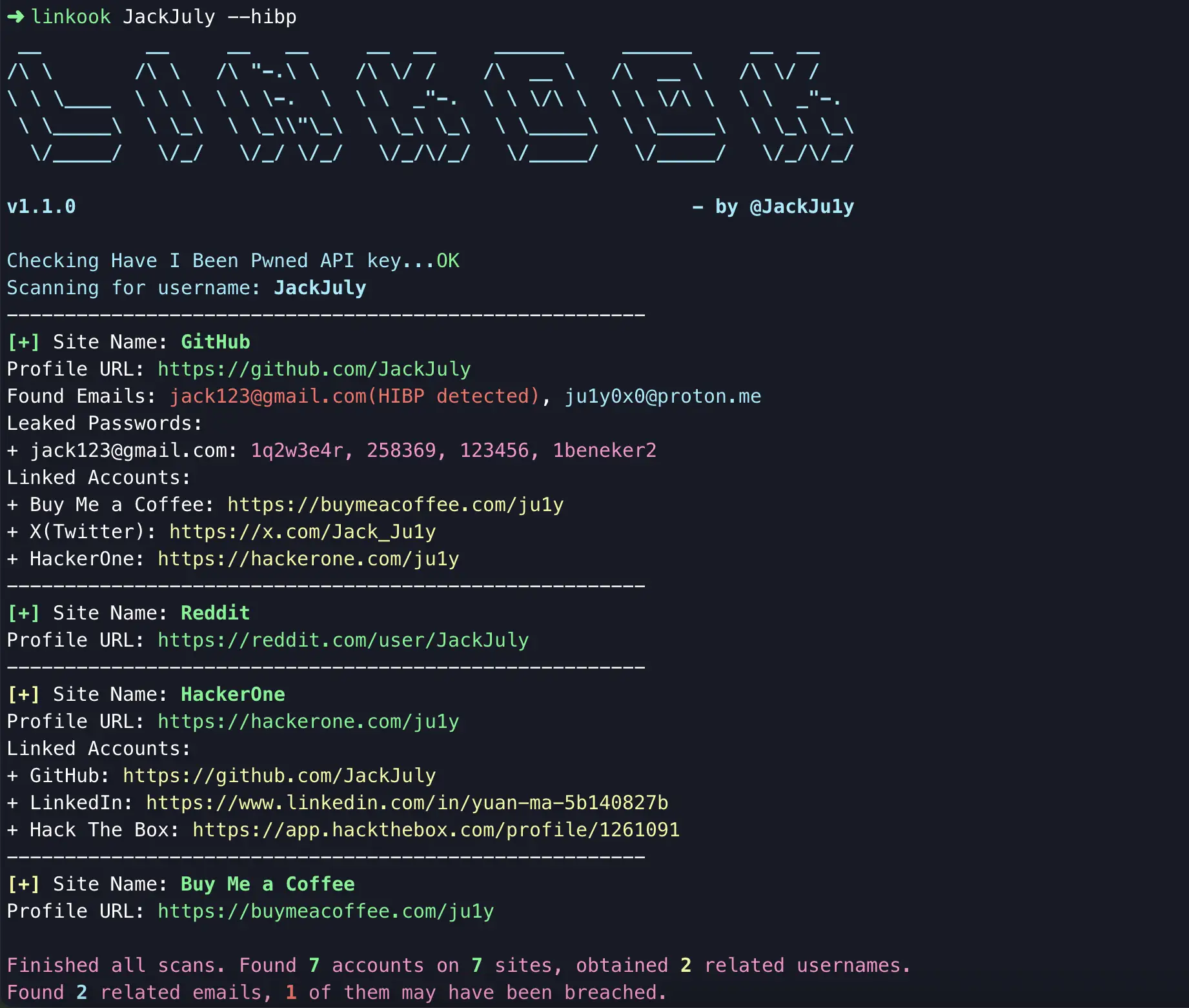 🔎 Linkook — OSINT-инструмент для поиска связанных аккаунтов по одному username

Иногда один никнейм
