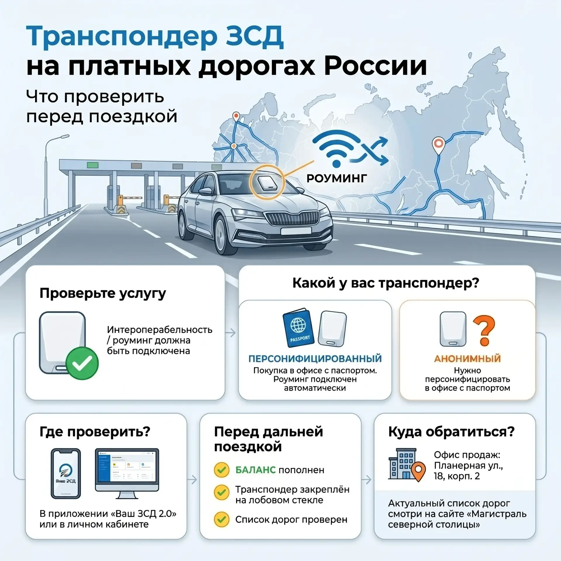 Транспондер ЗСД действует на платных дорогах России: что проверить перед поездкой

«Магистраль север