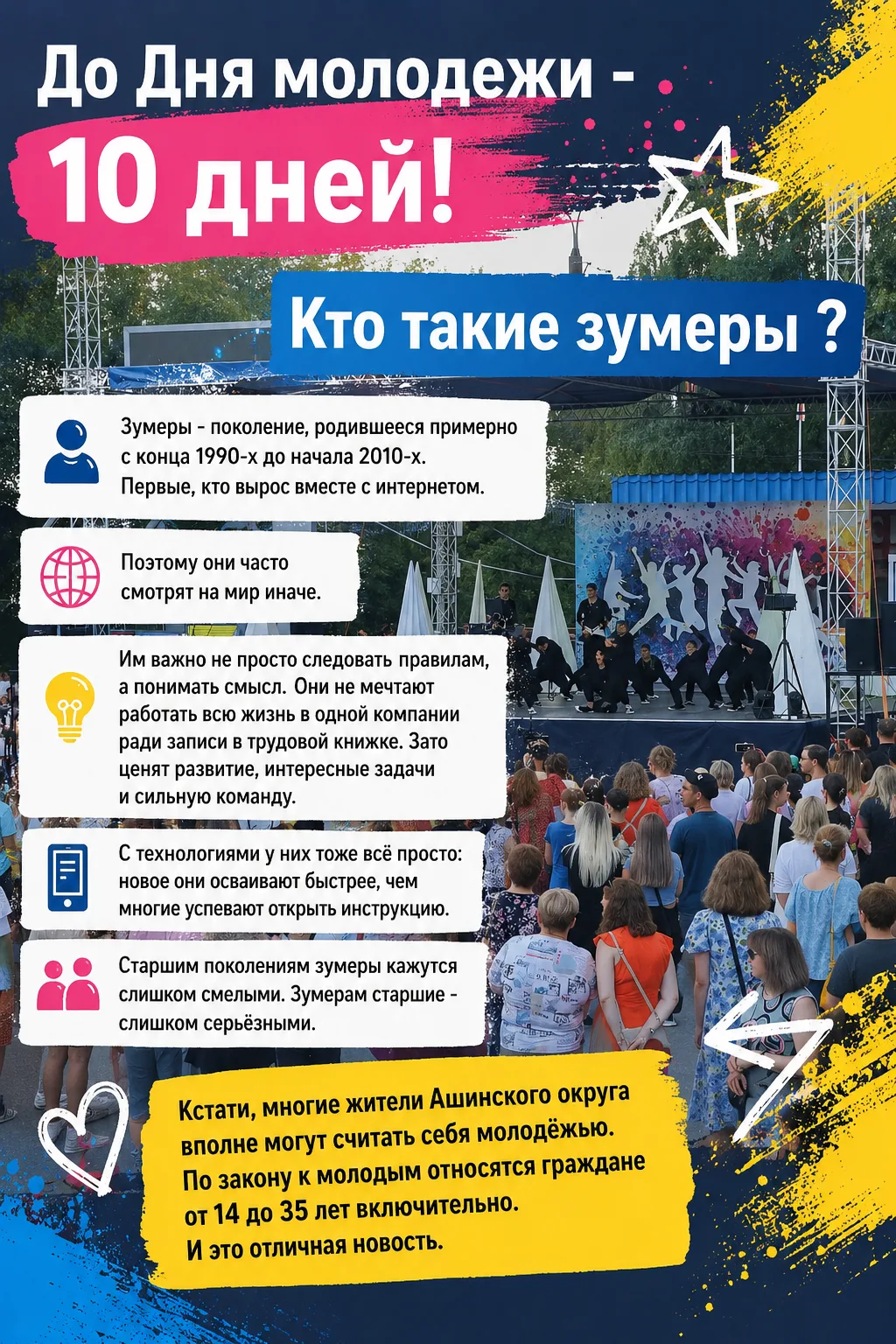До Дня молодёжи - 🔟дней.

И кажется, слово «молодёжь» всё чаще заменяет другое - «зумеры».

Его слы