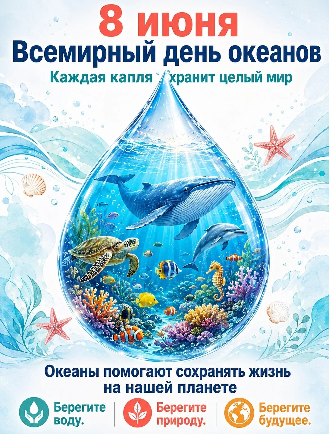 🌊 Международный день океанов 🌊
Каждый год 8 июня мы отмечаем Международный день океанов — праздник