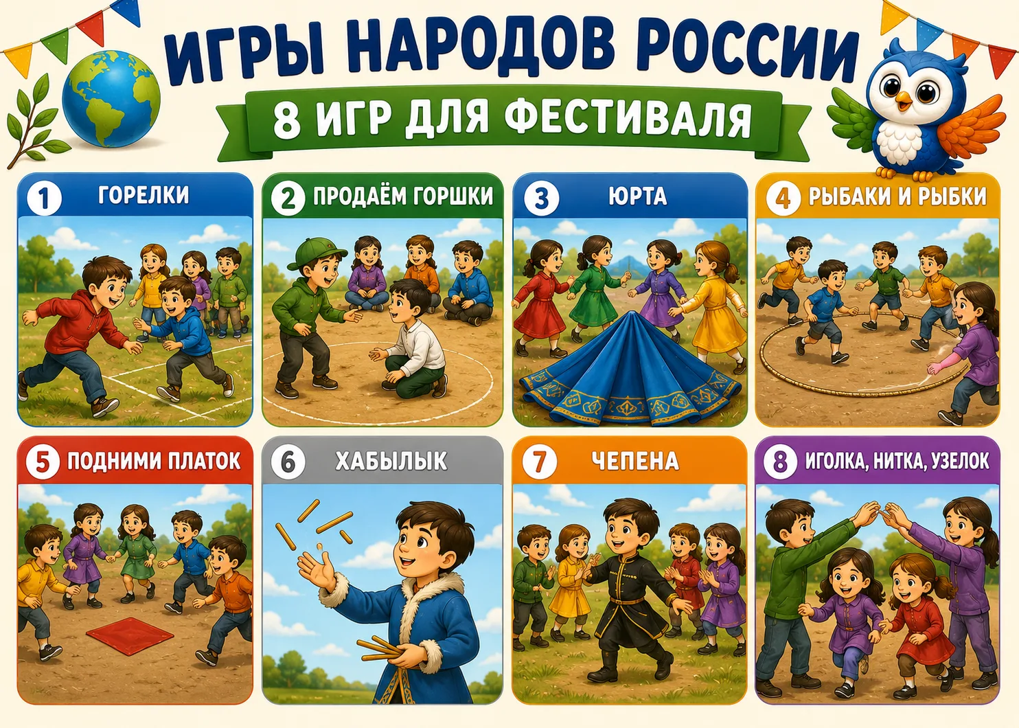 🌍 Игры народов России: 8 игр с правилами для фестиваля — берите и проводите

Фестиваль дворовых игр