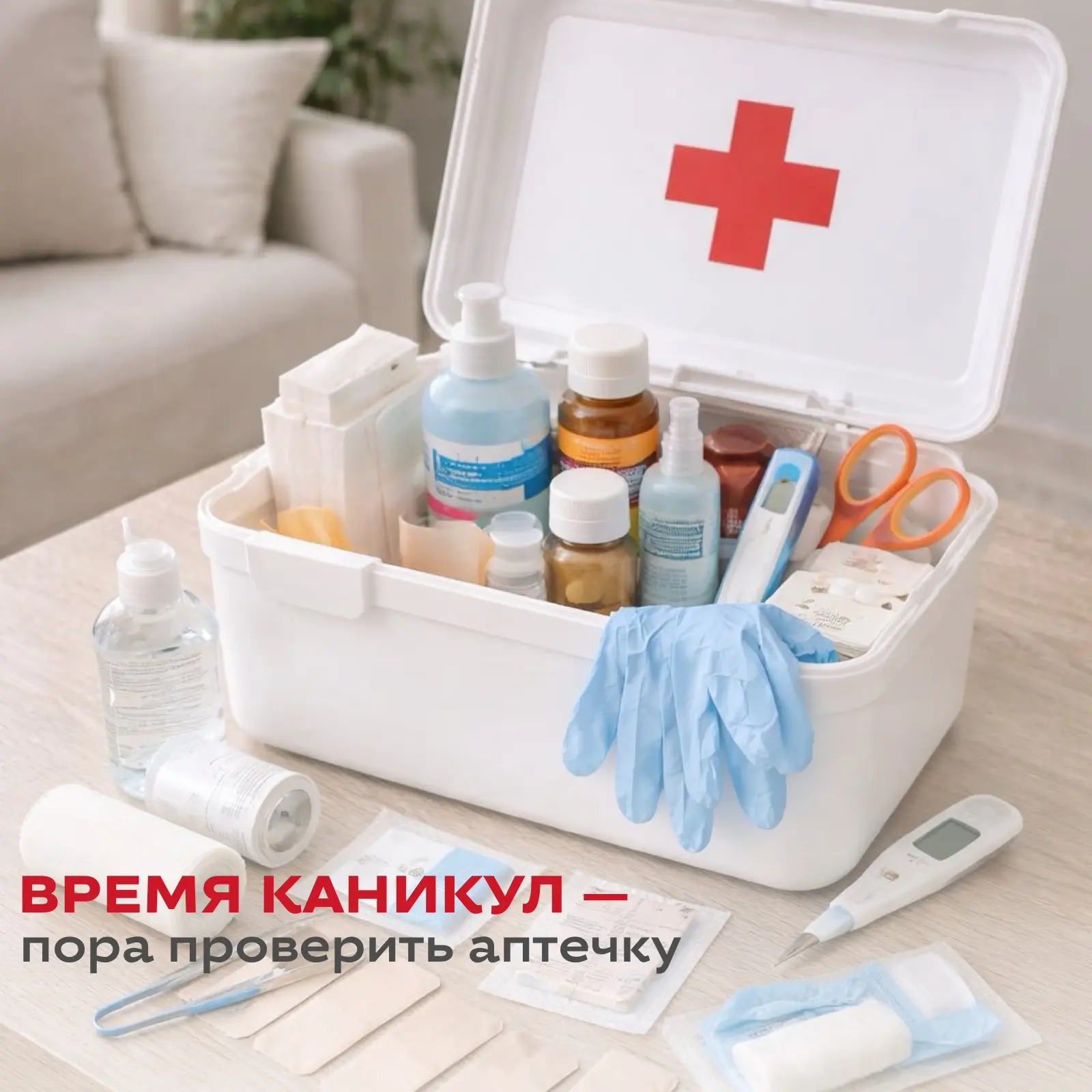 Время каникул — пора проверить аптечку 🩹

Дети бегают, прыгают, падают — это нормально. Наша задача