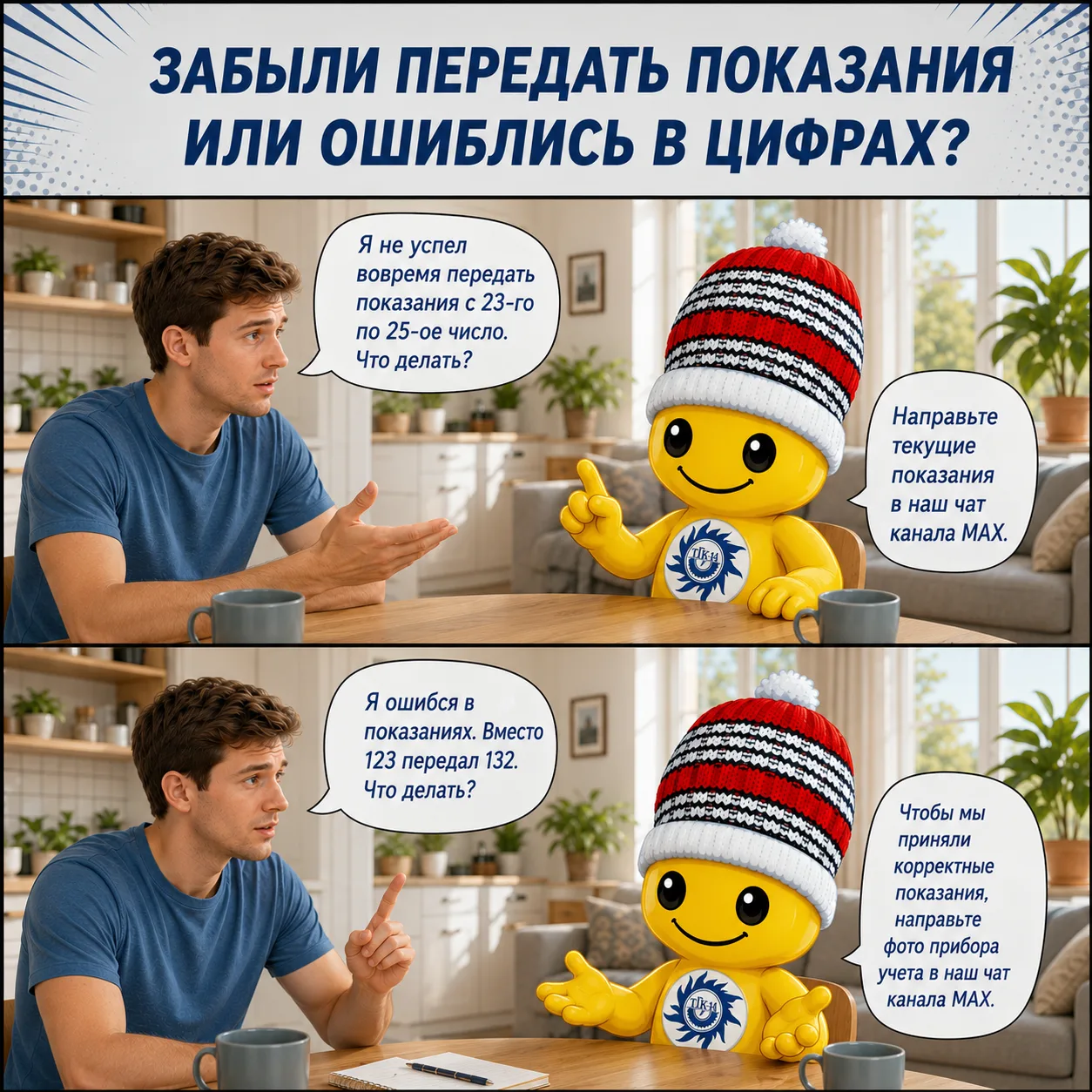 💧 Забыли передать показания горячей воды или ошиблись в цифрах? Это поправимо!

Понимаем, бывает: т