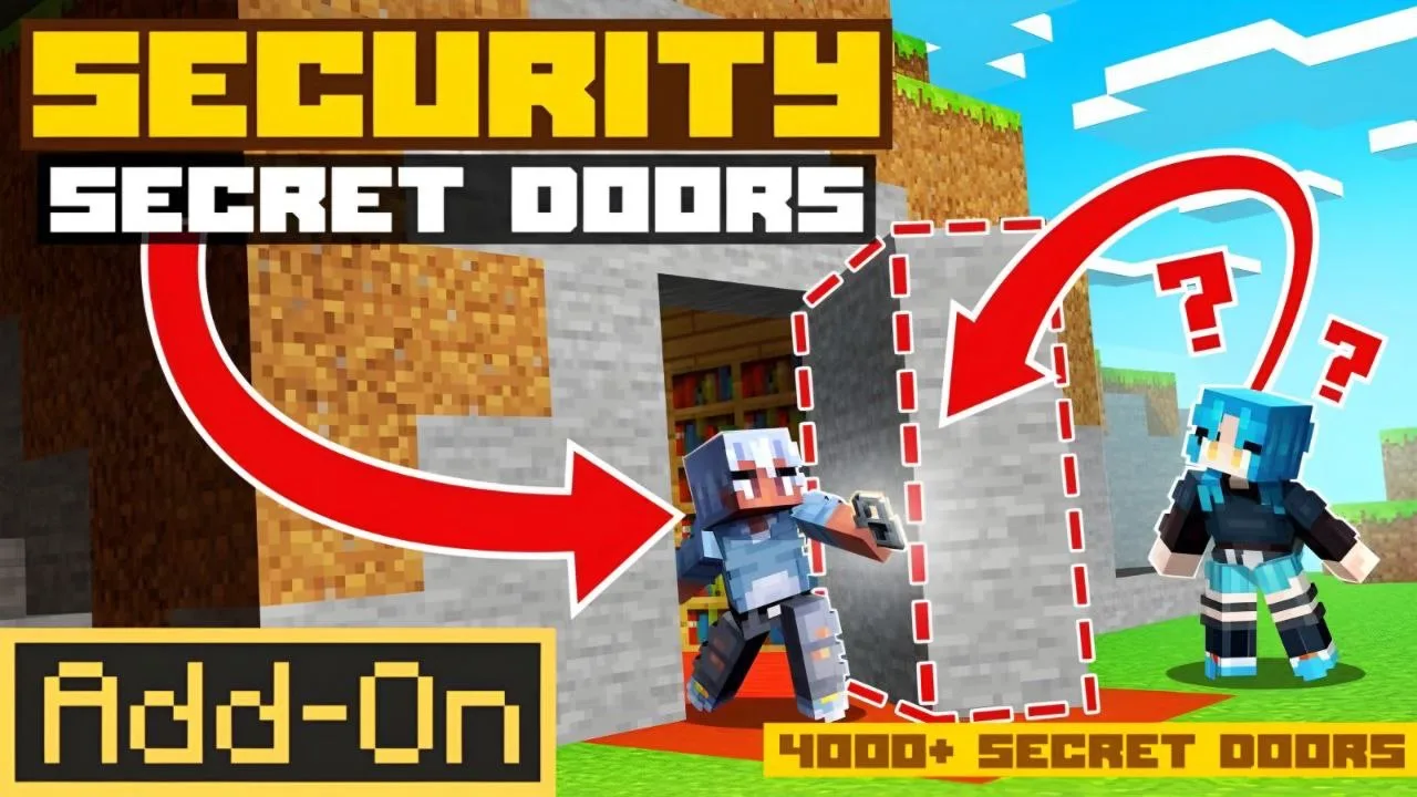МОД- SECURITY SECRET DOORS 

📎 Это дополнение добавляет в ваш мир множество вариантов секретных две