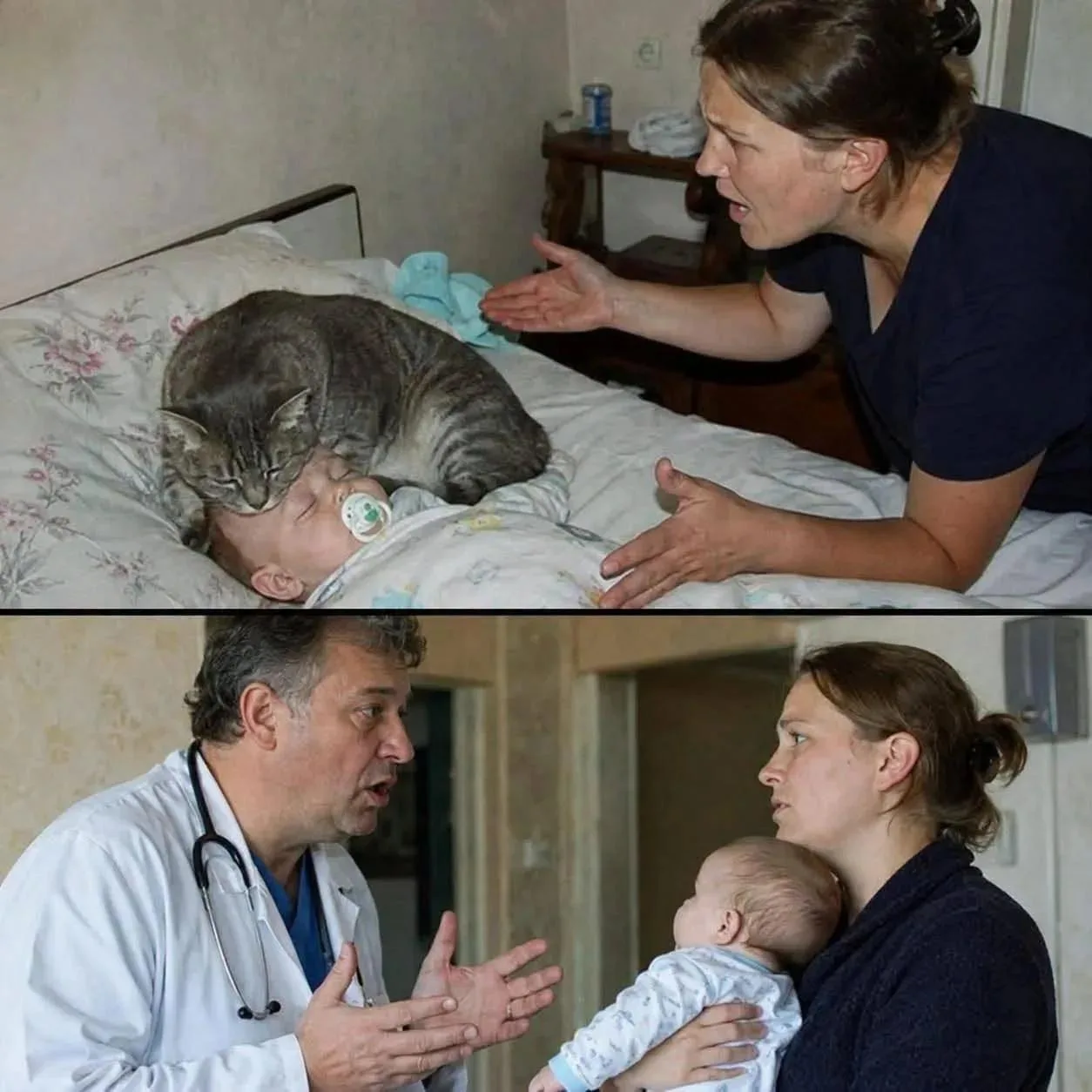 Кот каждую ночь ложился на лицо спящему младенцу. Мать хотела выгнать его из дома, но врач, увидев ж