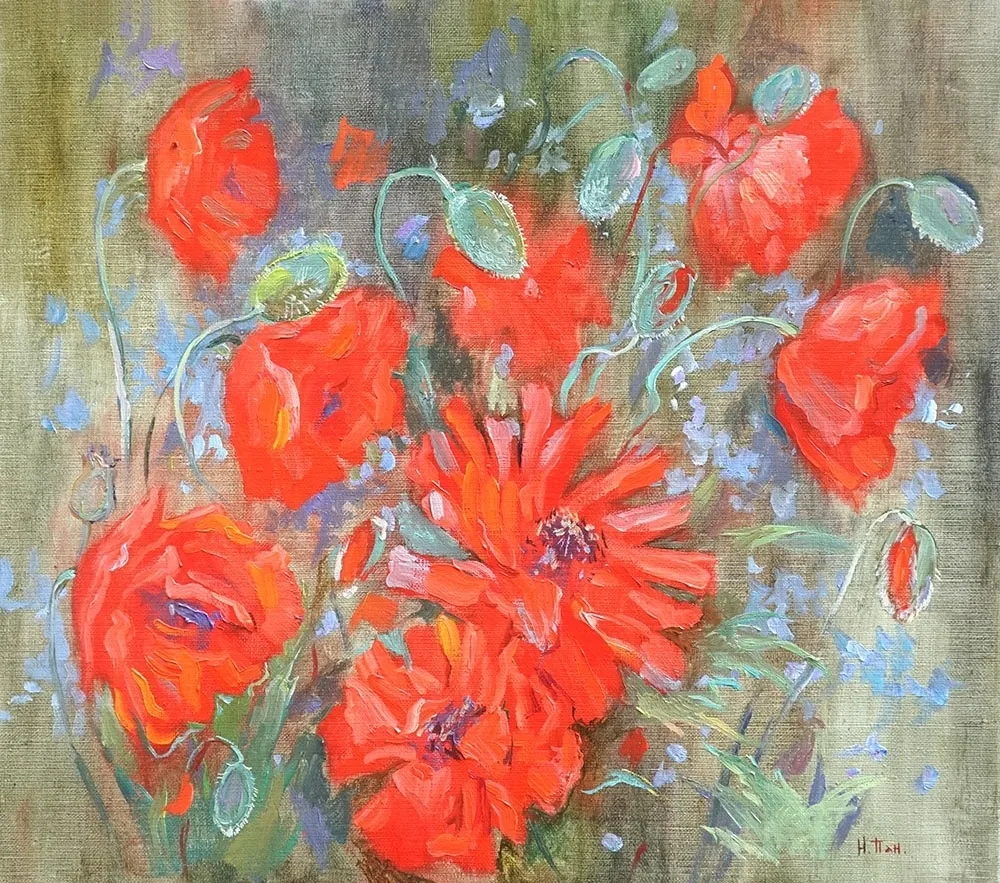 Нина Панюкова "Маки" 
(45х40 см, холст, масло)