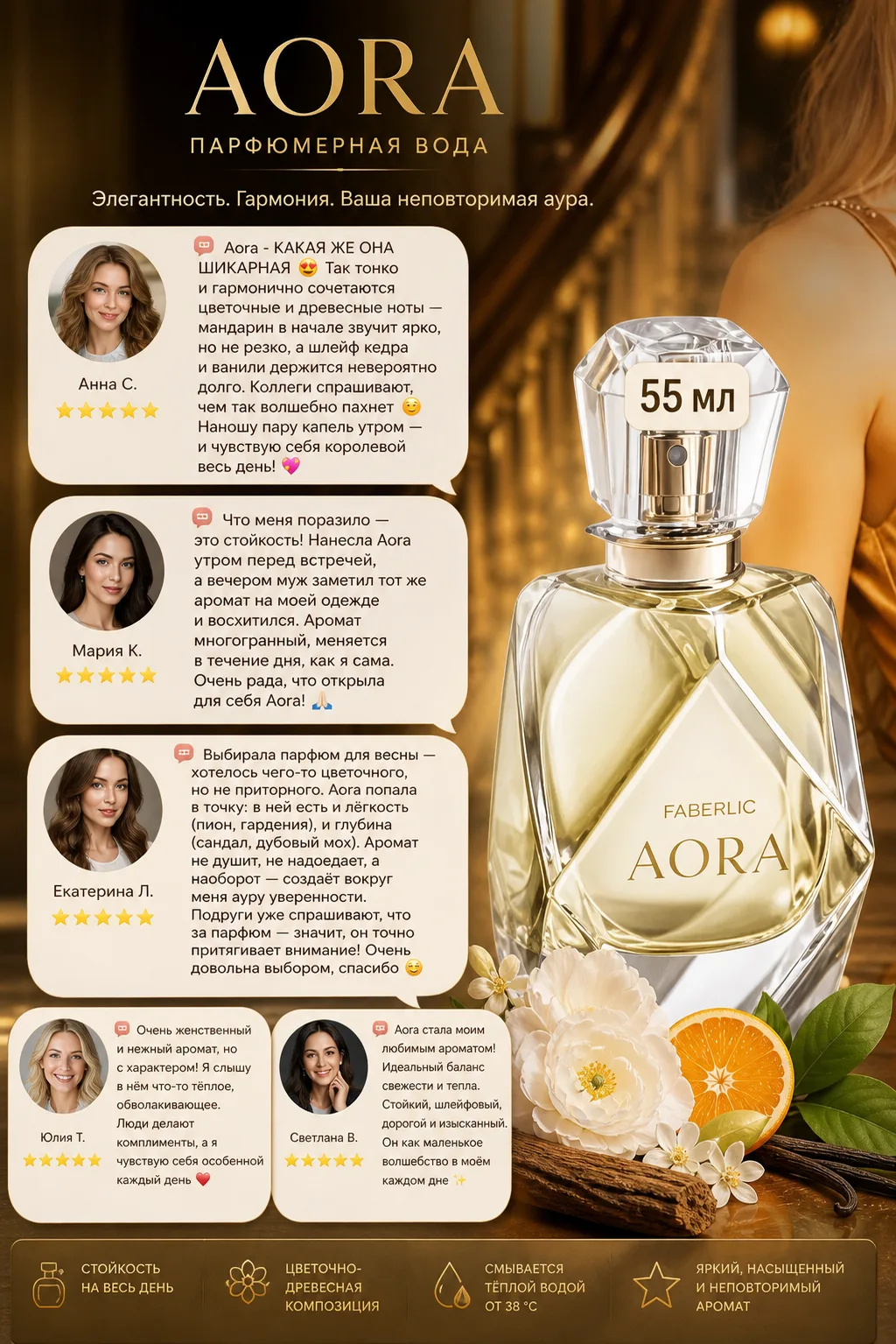 AORA — аромат, который оставляет след в памяти ✨

🌸 Эффект: стойкий шлейф, уверенность, ощущение «д