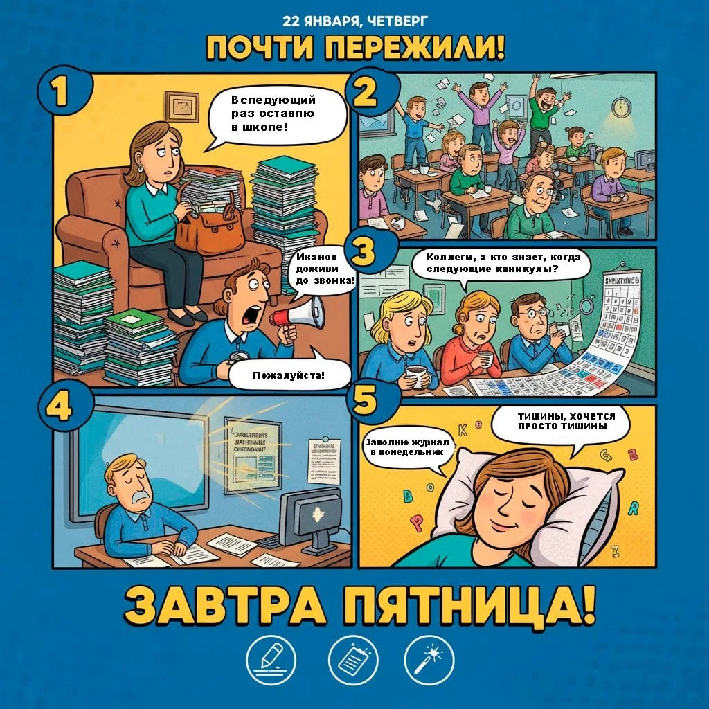 Коллеги, на календаре 22 января, четверг. 

Это значит, что мы с вами почти пережили вторую полноцен