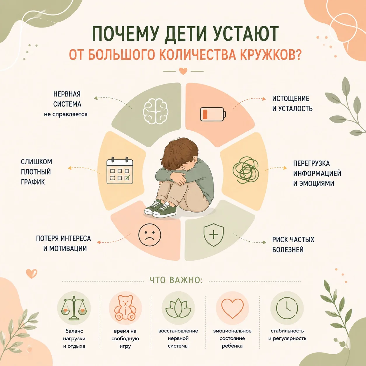 🎯 Почему дети устают от большого количества кружков?

Сегодня у многих детей расписание похоже на г