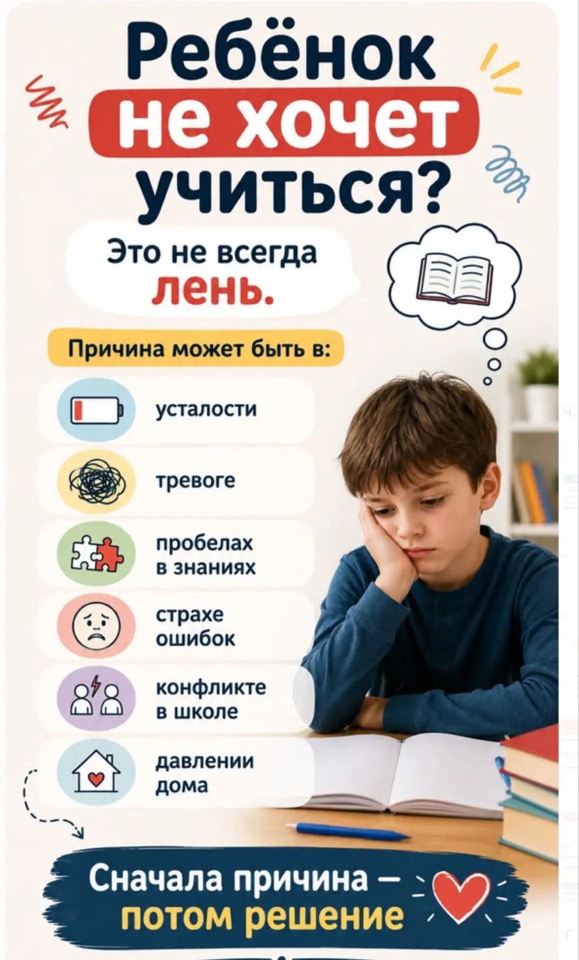 Почему ребенок не хочет учиться?