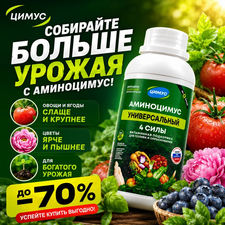🔥 До -70% на Аминоцимус!

🌱 Собирайте в 2 раза больше урожая

🍅 Овощи и ягоды — слаще и крупнее
�
