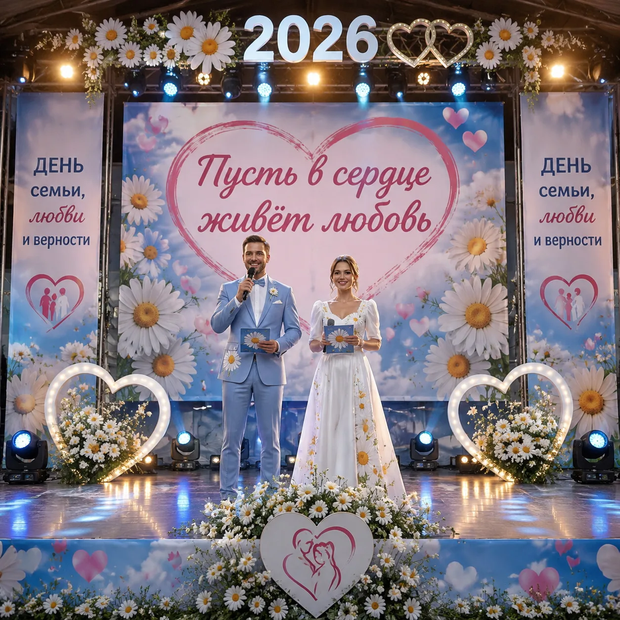 Сценарий праздничного концерта ко Дню семьи, любви и верности 2026 “Пусть в сердце живёт любовь”
Вед
