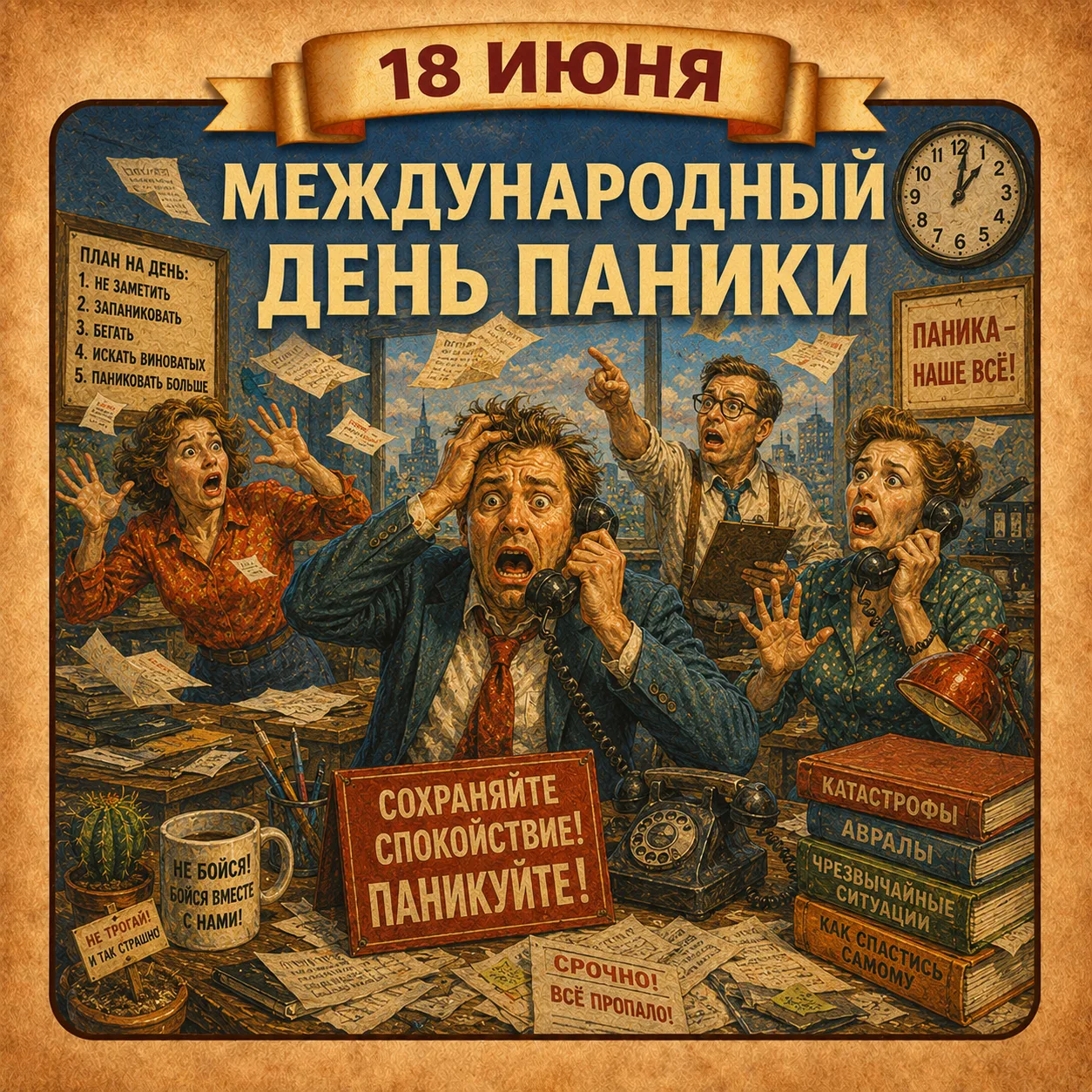 18 июня - Международный день паники(да, в один день в днем гармонии😀)

Праздник не имеет официально