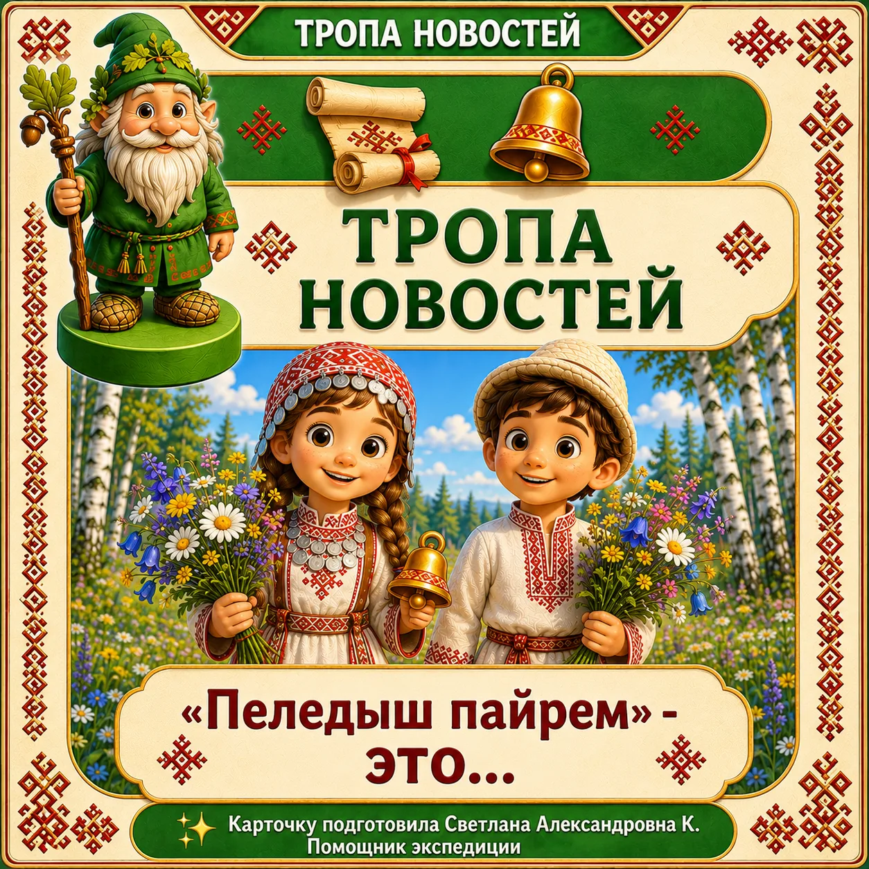 Первая карточка готова! 🌷

«Пеледыш пайрем» — праздник цветов.

Спасибо Светлане Александровне К. з
