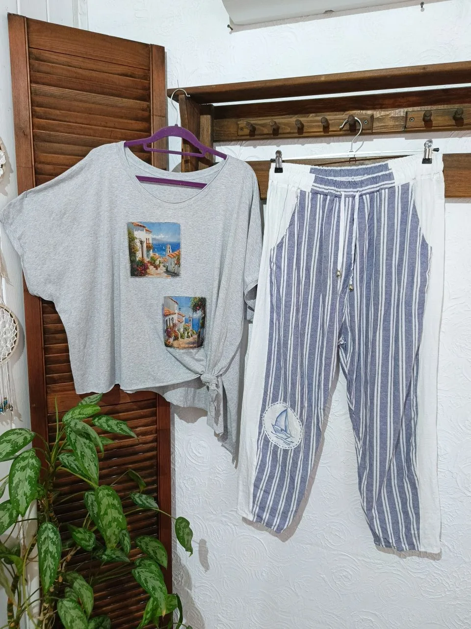 🏝️Футболка Santorini
Трикотаж хлопок
Оверсайз, длина асимметричная 65/80
🔖4000

🏝️Брюки бананы Ях