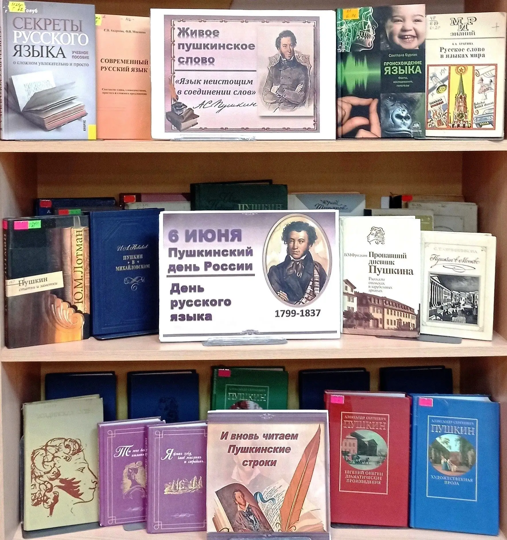 Отдел абонемента. Книжная выставка-беседа «Живое пушкинское слово». К Пушкинскому дню России и Дню р