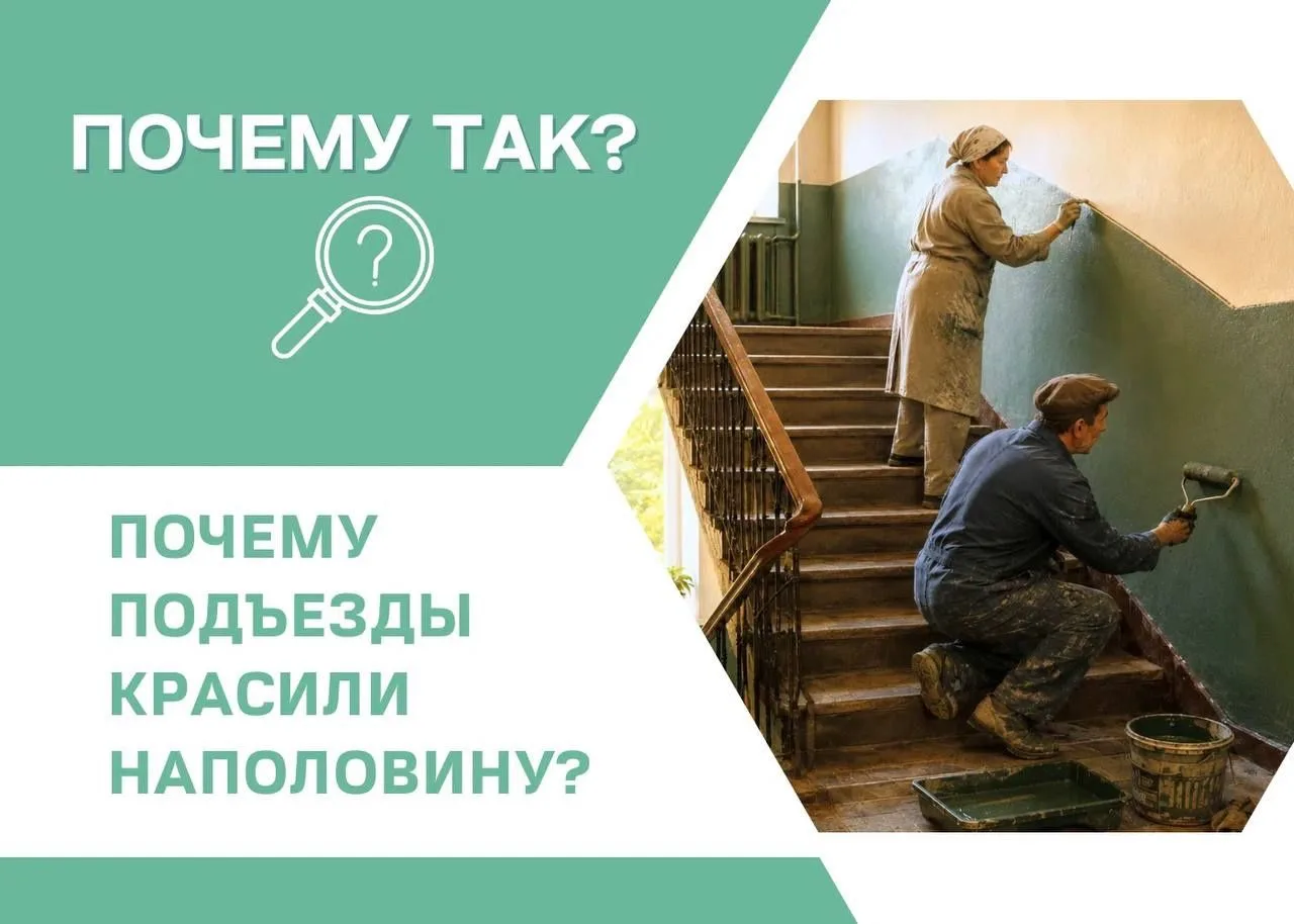 Узнаваемая картина старого подъезда: снизу стены тёмные, а сверху — светлые. Это не случайность и не