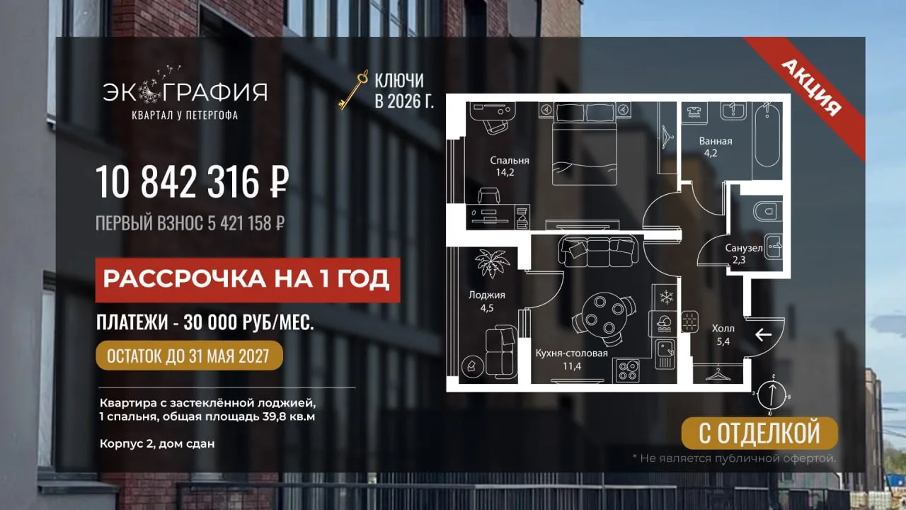 🔥 Рассрочка на ГОД с правом проживания! 

Не платите за съёмное жильё, платите за своё 😎.

Условия