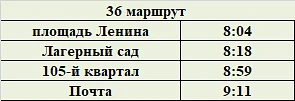 Уважаемые пассажиры! Рейс по маршруту 36 восстановлен на следующее время: